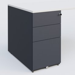 [Pas de famille] - [Pas de sous famille] - K1 Plateau droit 180x80 avec caisson métal porteur sous plateau à gauche. Plateau Blanc et pietement Anthracite
