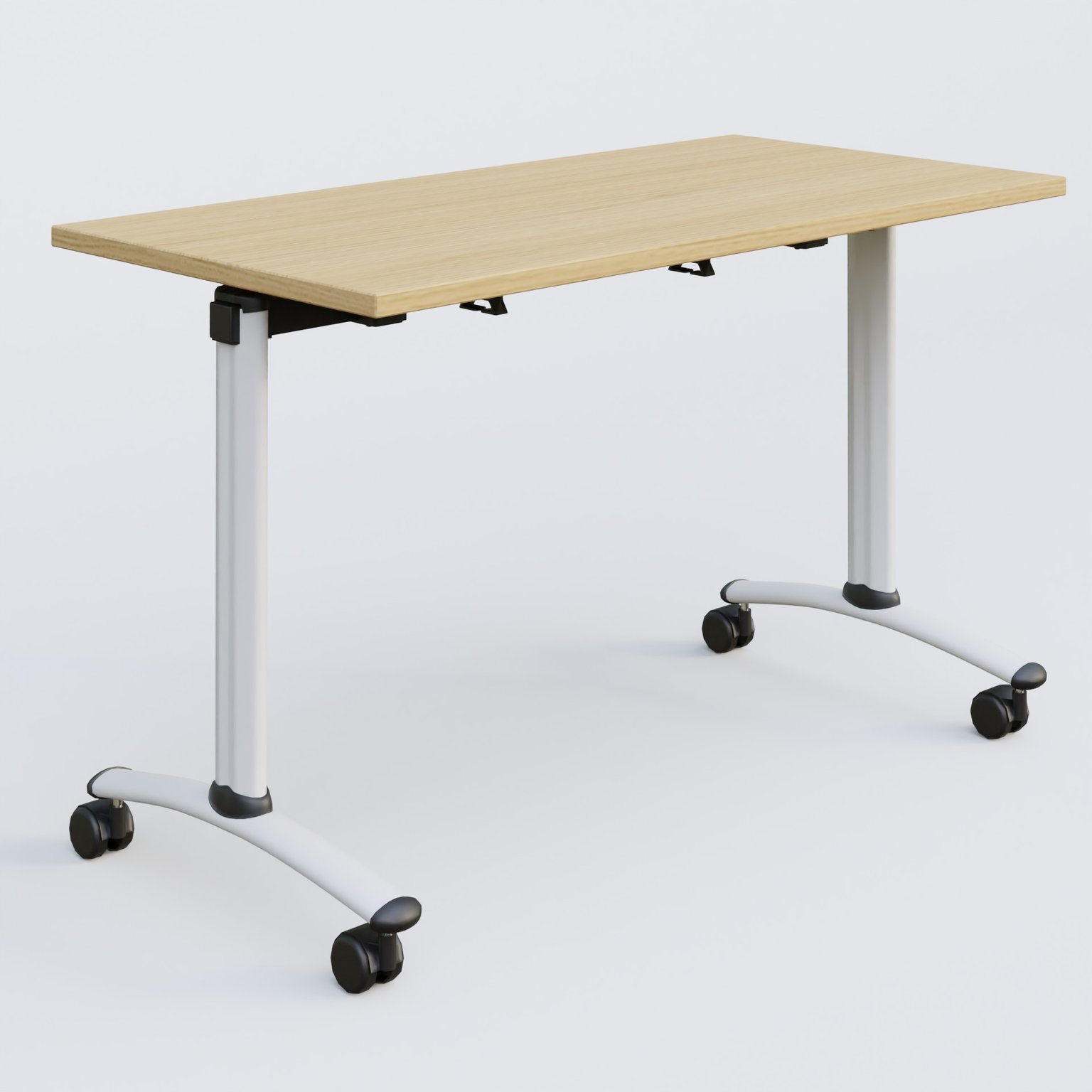 Table abattante gamme Arca 120-60 cm. Plateau Chêne clair et pietement Blanc.
