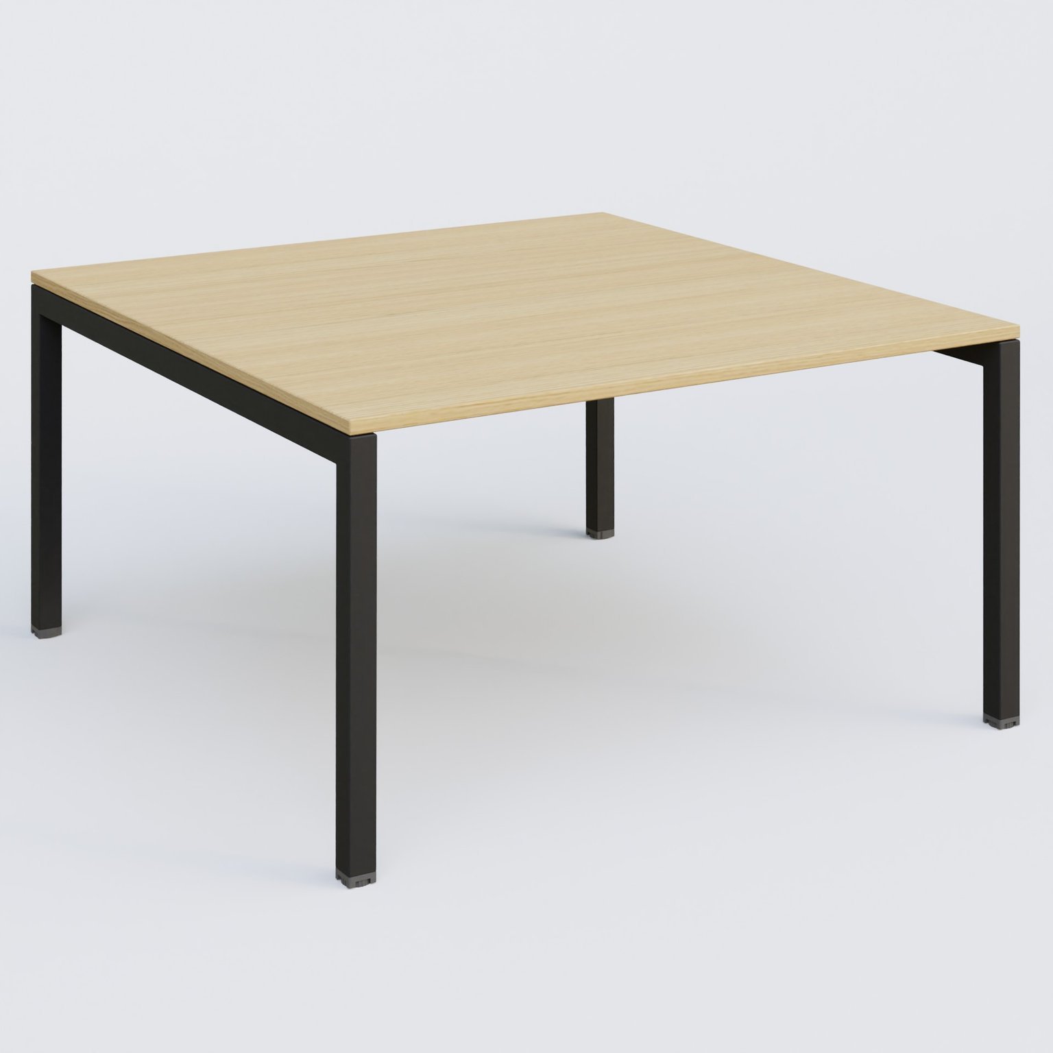 K3 Plateau droit 140x145 pieds fixe. Plateau Chêne clair et pietement Noir Grainé.