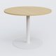 Table ronde diametre 120 cm avec pieds colonne centrale. Plateau Chêne clair et pietement Blanc