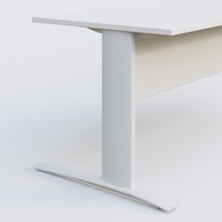 Gamme K1 - Plans droits - K1 Plateau droit 80x80 avec voile de fond métal. Plateau Blanc et pietement Blanc