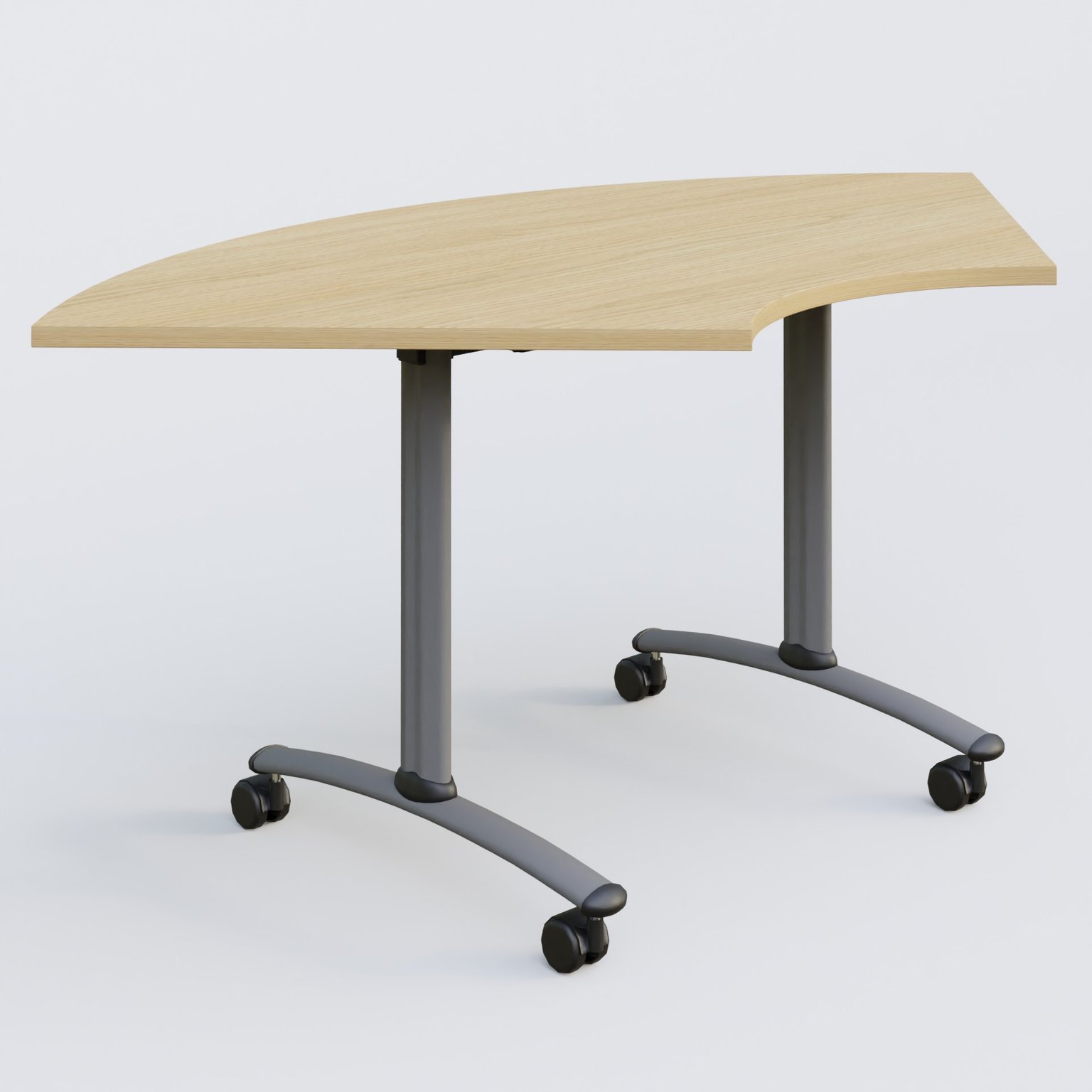 Module 1/4 de couronne pour table abattante gamme Arca 120-120 cm. Plateau Chêne clair et pietement Aluminium.