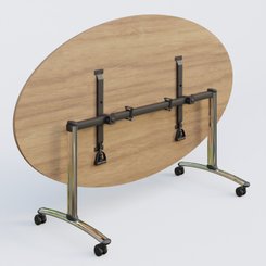 [Pas de famille] - [Pas de sous famille] - Table ovale gamme Arca 200-110 cm. Plateau Noyer et pietement Chrome.
