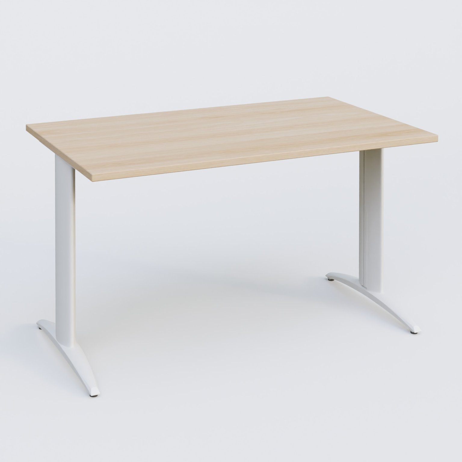 Plan droit, pieds fixes, 140x70cm, plateau hêtre, structure blanc