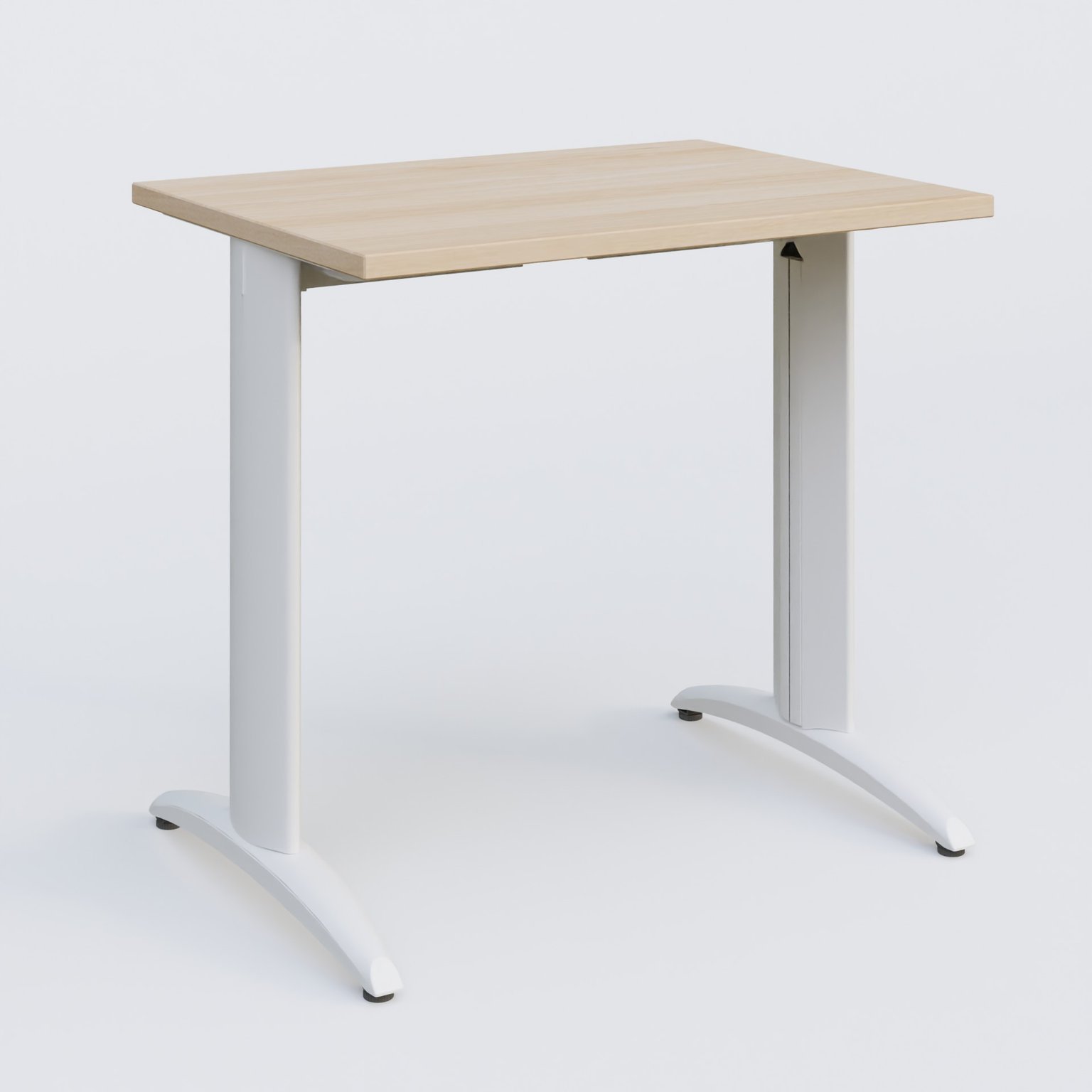 K2 Plateau droit 80x60 pieds fixe. Plateau Hêtre et pietement Blanc.
