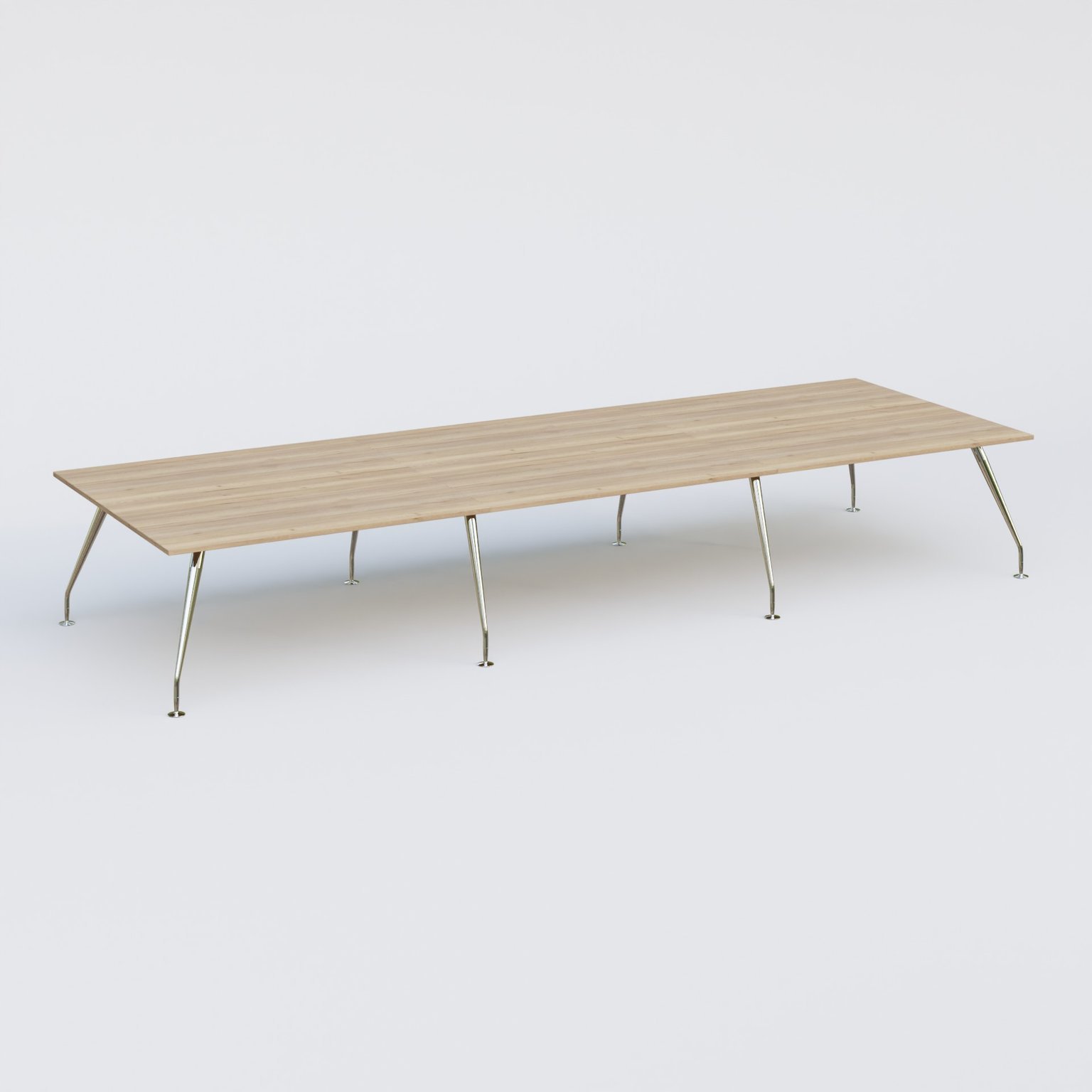 K5 table de reunion 480*165 cm. Plateau Chêne naturel et pietement Chrome avec base chromé.