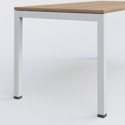 Gamme K3 - Plans droits - K3 Plateau droit 160x70 pieds fixe. Plateau Noyer et pietement Blanc.