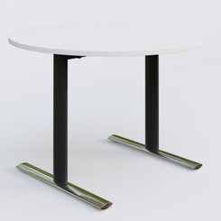 [Pas de famille] - [Pas de sous famille] - Table ronde gamme Pure diametre 110 cm. Plateau Blanc et pietement Noir/Chrome.