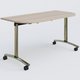 Module d'extrémité pour table abattante gamme Arca 145-70 cm. Plateau Acacia et pietement Chrome.