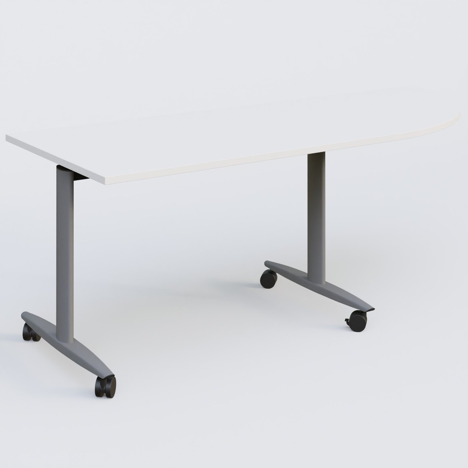 Module d'angle 90° pour table abattante gamme Design 200-80 cm à droite. Plateau Blanc et pietement Aluminium.