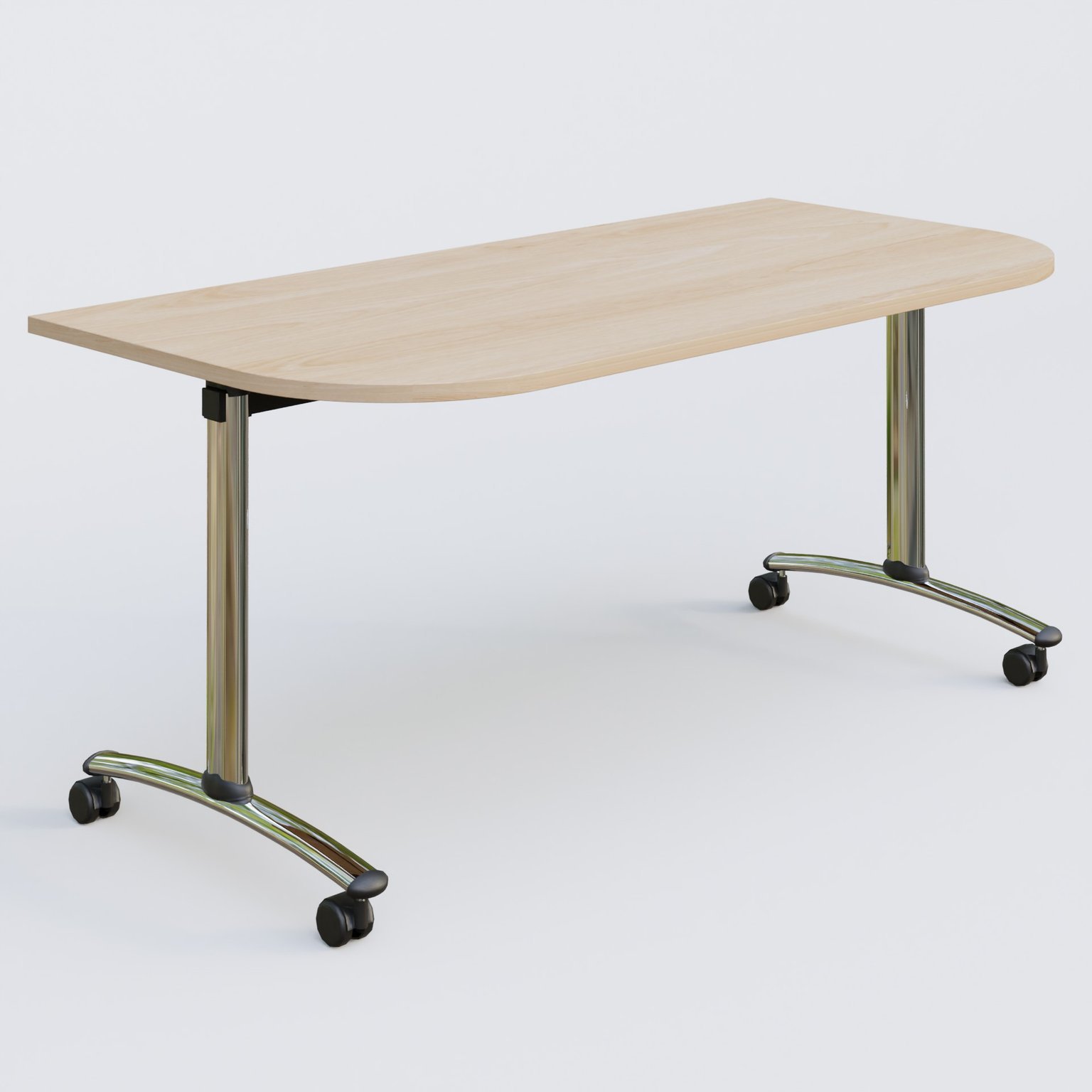 Module d'extrémité pour table abattante gamme Arca 165-80 cm. Plateau Hêtre et pietement Chrome.