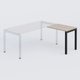 K3 retour direct 80x60cm sur pieds P.60cm. Plateau Acacia et pietement Noir Mat
