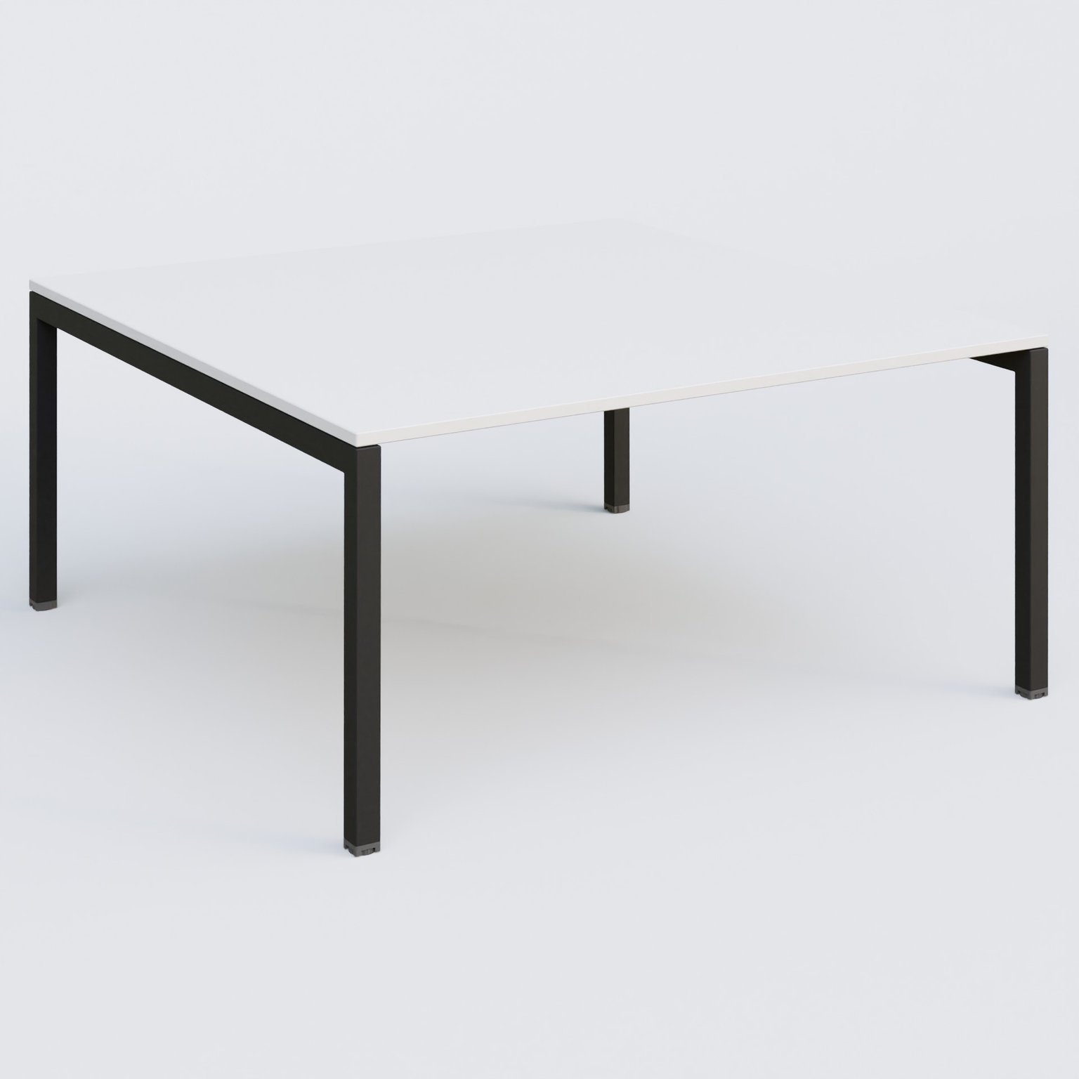K3 Plateau droit 160x165 pieds fixe. Plateau Blanc et pietement Noir Grainé.