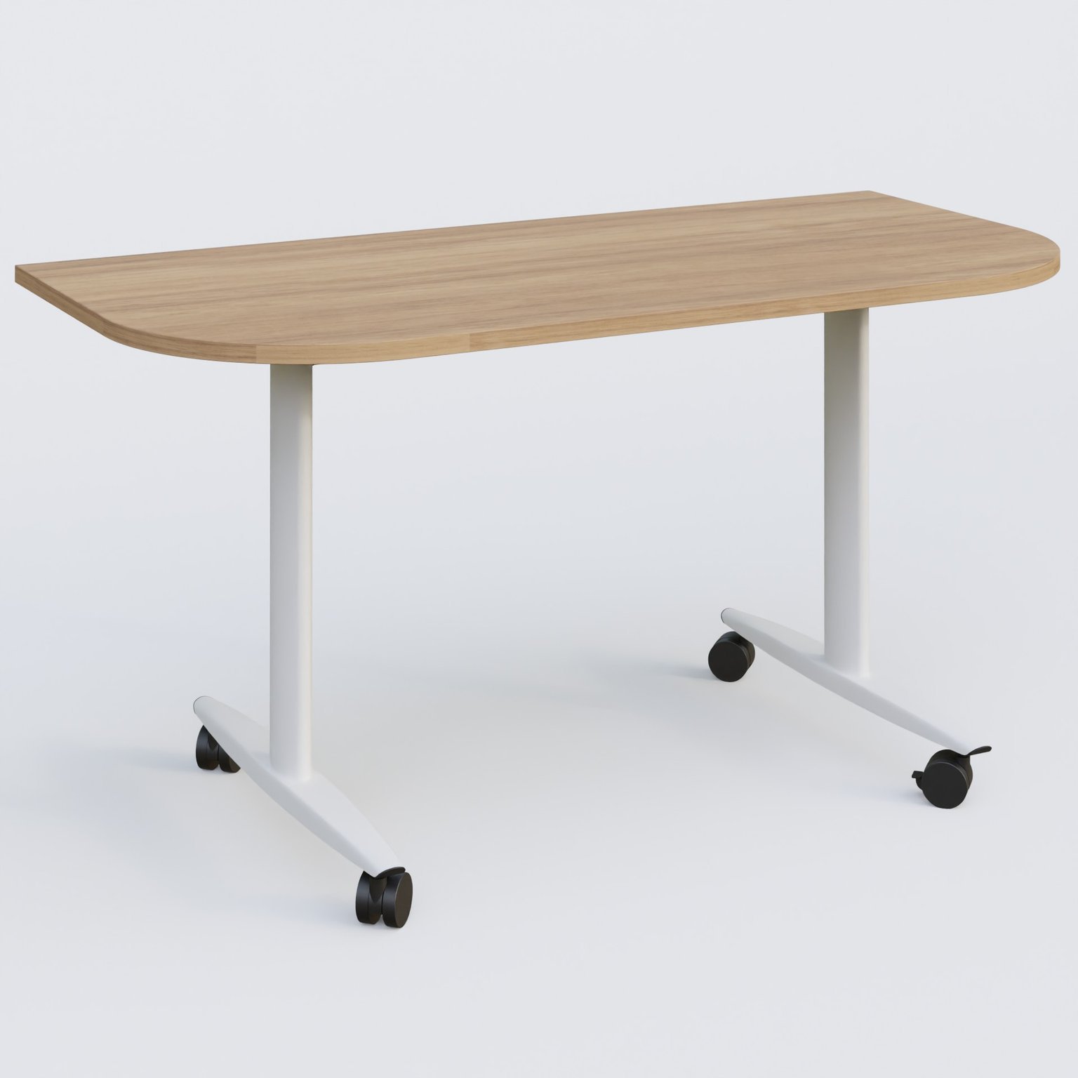 Module d'extrémité pour table abattante gamme Design 145*70 cm. Plateau Noyer et pietement Blanc.