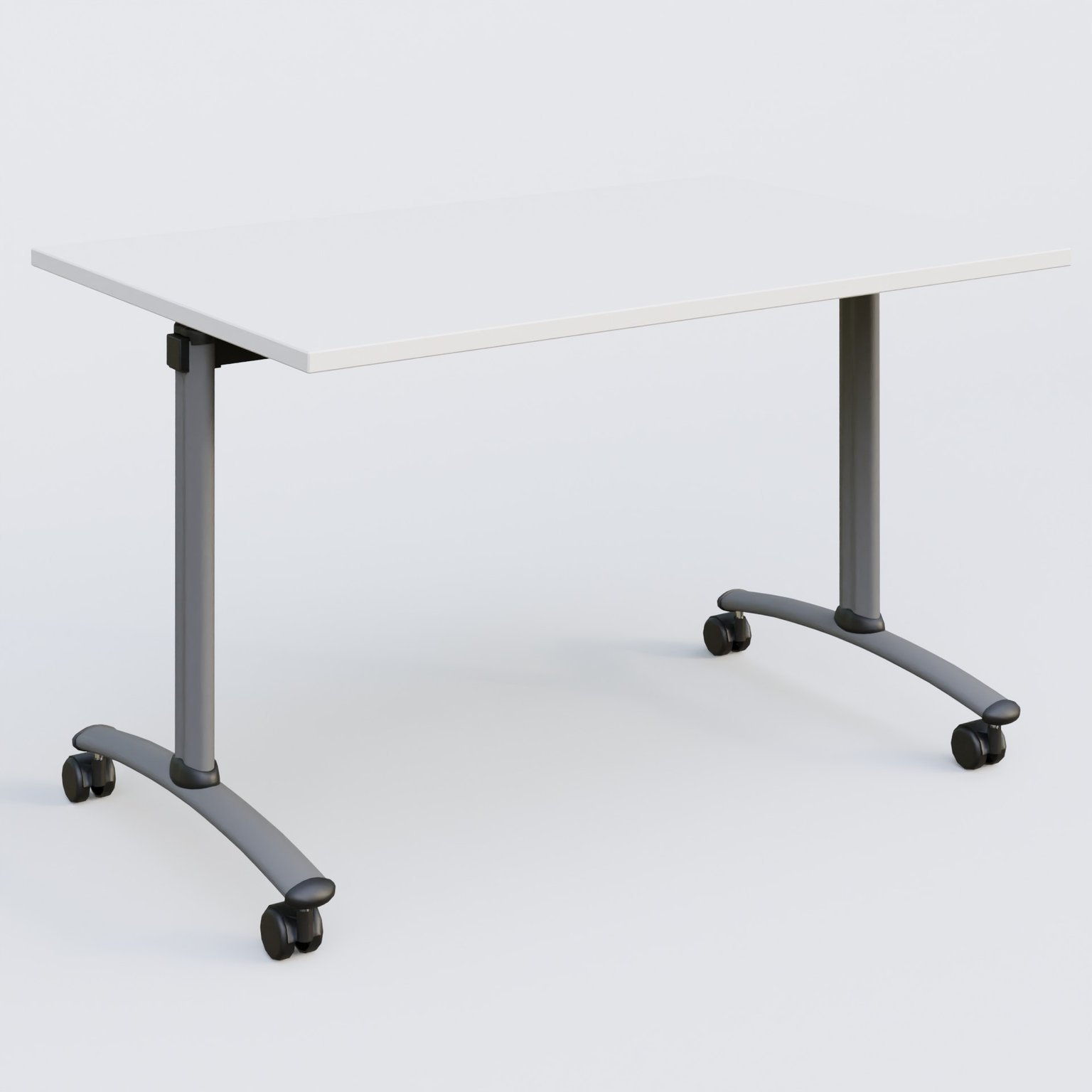 Table abattante gamme Arca 120-80 cm. Plateau Blanc et pietement Aluminium.