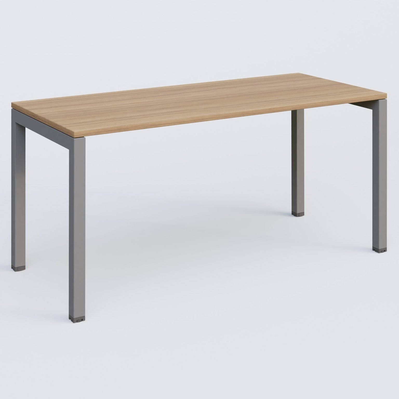 K3 Plateau droit 160x70 pieds fixe. Plateau Noyer et pietement Aluminium.