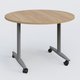 Table ronde abattante gamme Design D110 cm. Plateau Noyer et pietement Aluminium.
