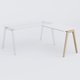 Extensions retour sur pied pour bureau K9 piètement incliné en bois et plateau 100*60 cm. Plateau Blanc et pietement bois massif de hêtre.