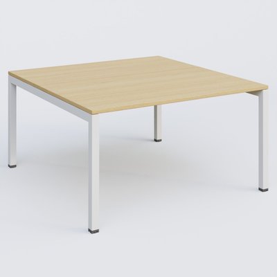 [Pas de famille] - [Pas de sous famille] - K3 Plateau droit 140x145 pieds fixe. Plateau Chêne clair et pietement Blanc.