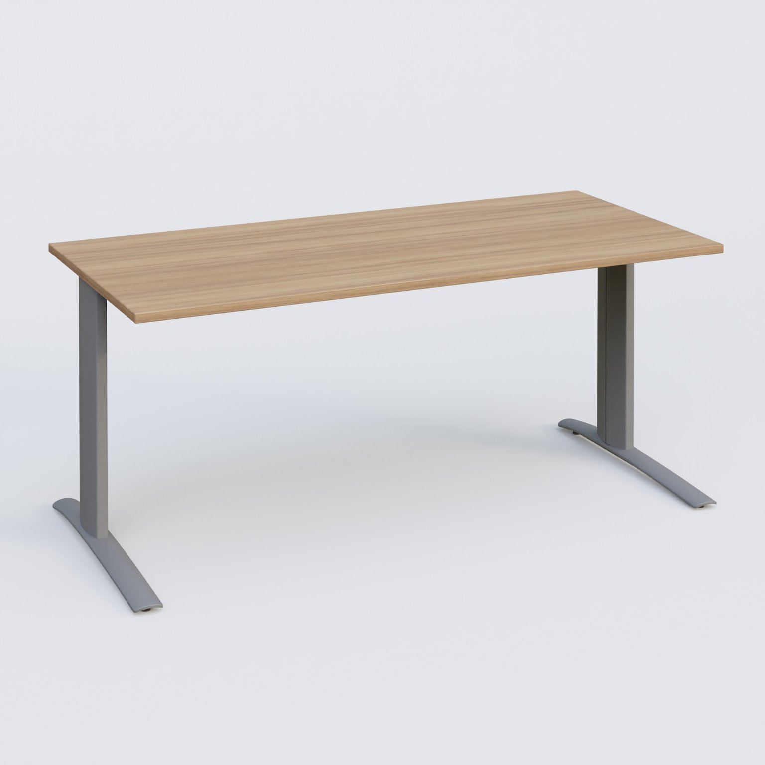 K1 Plateau droit 160x80 pieds fixe. Plateau Noyer et pietement Aluminium