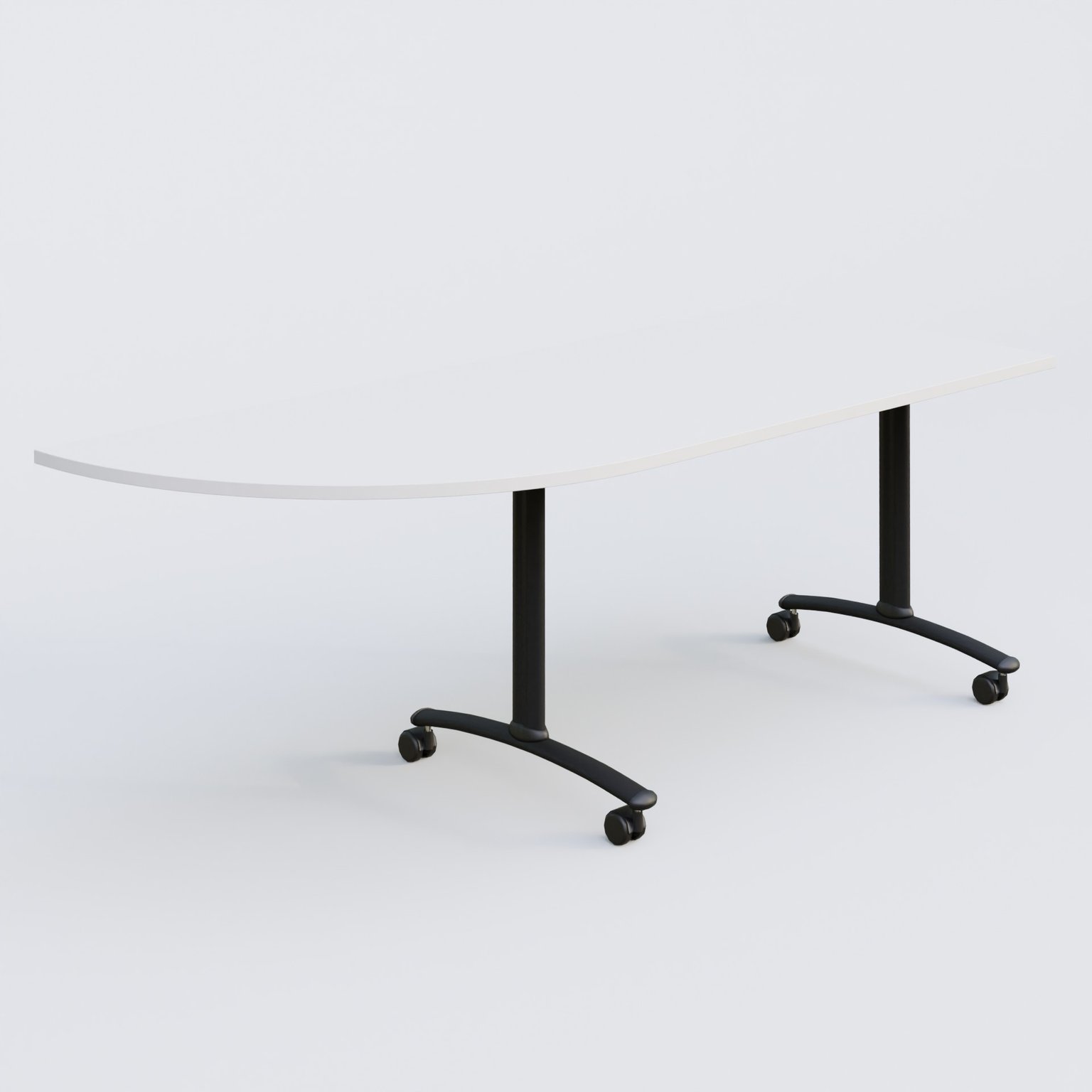 Module d'angle 90° Gauche gamme Arca 200-80 cm. Plateau Blanc et pietement Noir.