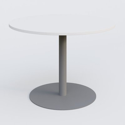 TABLES DE REUNION - Ronde - Table ronde diametre 100 cm avec pieds colonne centrale. Plateau Blanc et pietement Aluminium