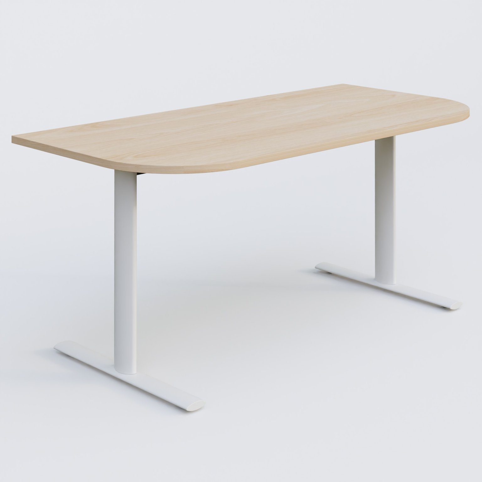 Module d'extrémité gamme Pure 165-80 cm. Plateau Hêtre et pietement Blanc.