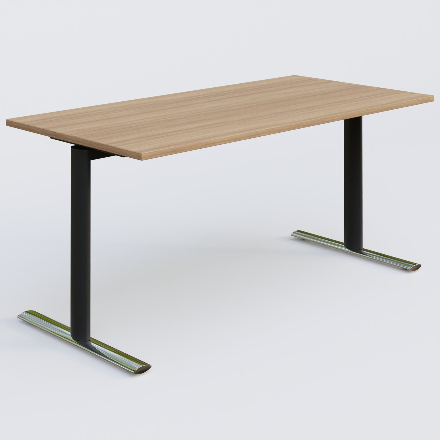 Module droit gamme Pure 160-80 cm. Plateau Noyer et pietement Noir/Chrome.