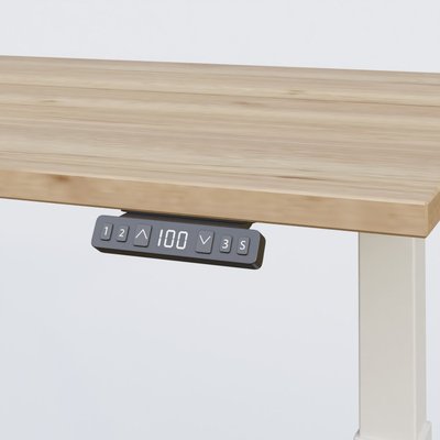 [Pas de famille] - [Pas de sous famille] - Poste solo 120*80 réglable en hauteur éléctriquement de 70-120 cm gamme KPro2. Plateau Chêne naturel et pietement Blanc.