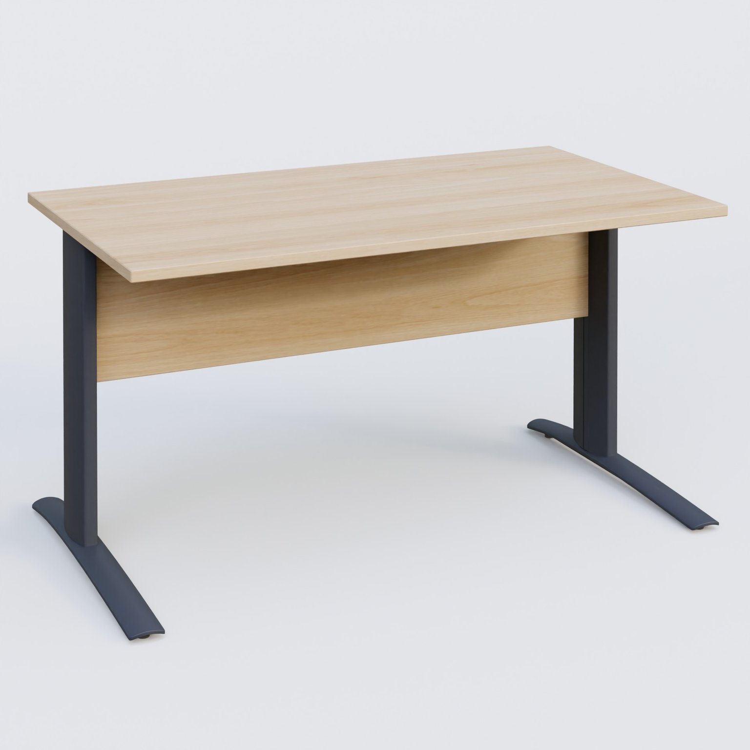 K1 Plateau droit 140x80 avec voile de fond bois. Plateau Hêtre et pietement Anthracite