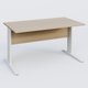 K1 Plateau droit 140x80 avec voile de fond bois. Plateau Acacia et pietement Blanc