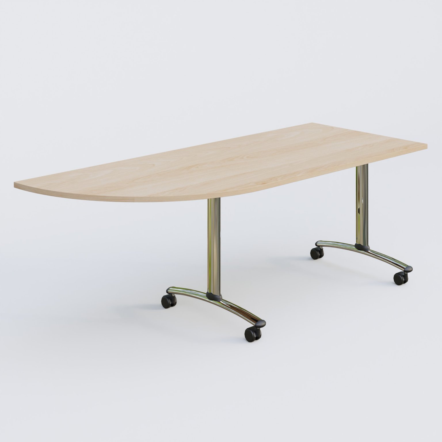 Module d'angle 90° Gauche gamme Arca 200-80 cm. Plateau Hêtre et pietement Chrome.
