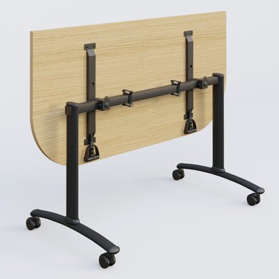 [Pas de famille] - [Pas de sous famille] - Module d'extrémité pour table abattante gamme Arca 165-80 cm. Plateau Chêne clair et pietement Noir.