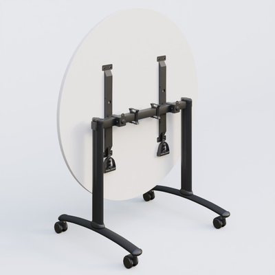 [Pas de famille] - [Pas de sous famille] - Table ronde gamme Arca D110 cm. Plateau Blanc et pietement Noir.