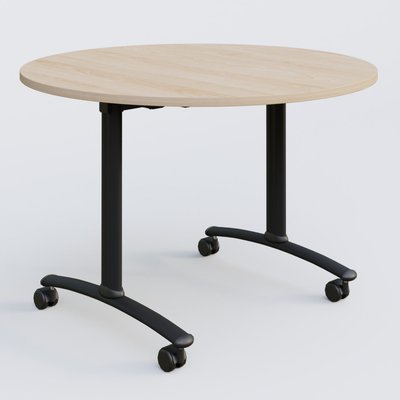 [Pas de famille] - [Pas de sous famille] - Table ronde gamme Arca D110 cm. Plateau Hêtre et pietement Noir.