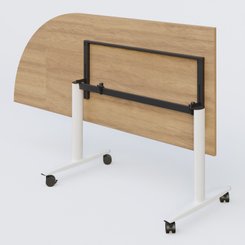 TABLES ABATTANTES - New Design - Module d'angle 90° pour table abattante gamme Design 200-80 cm à gauche. Plateau Noyer et pietement Blanc.