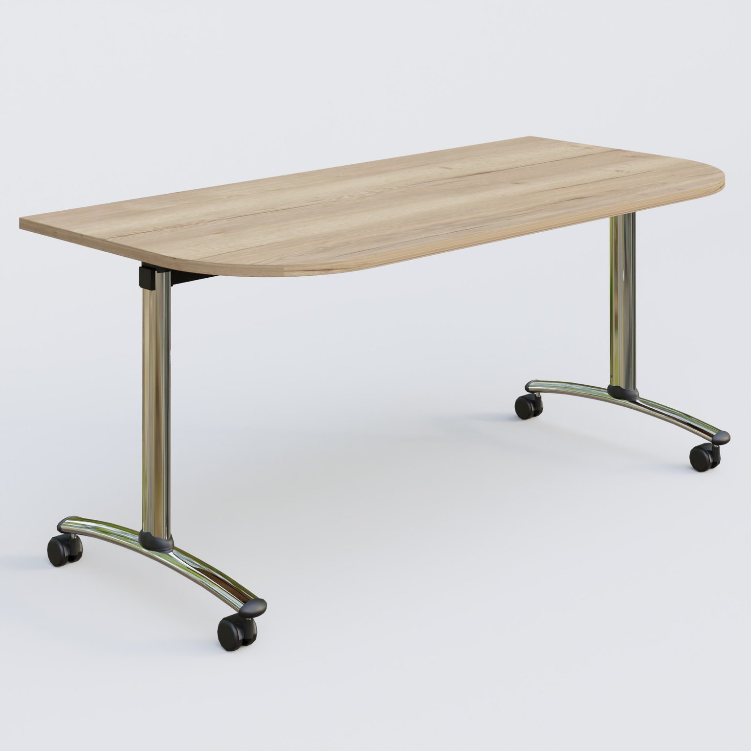 Module d'extrémité pour table abattante gamme Arca 165-80 cm. Plateau Chêne naturel et pietement Chrome.