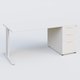 K1 Plateau droit 180x80 avec caisson porteur sous plateau mélamine à droite. Plateau Blanc et pietement Blanc
