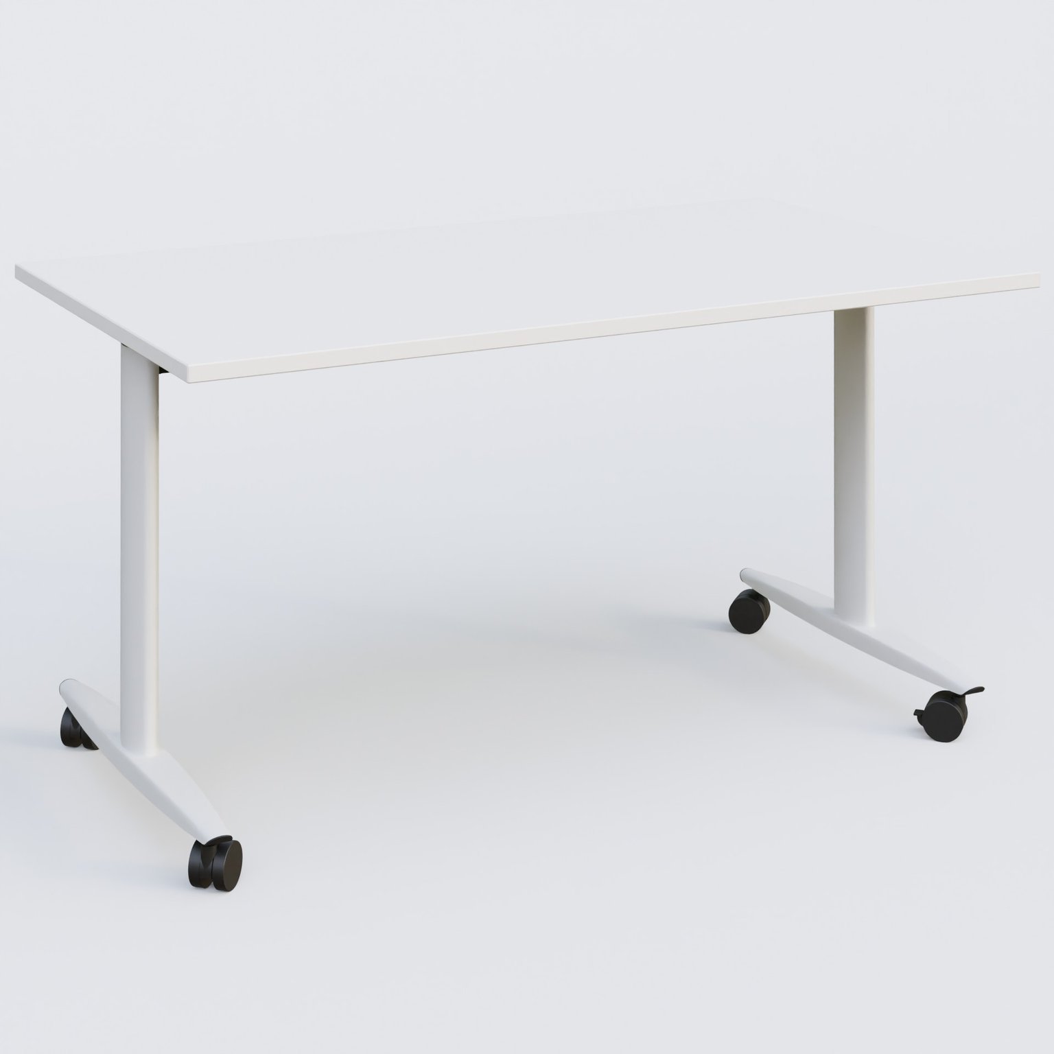 Table abattante gamme Design 140*80 cm. Plateau Blanc et pietement Blanc.