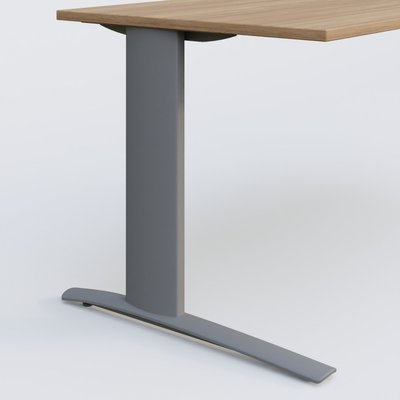Gamme K1 - Plans droits - K1 Plateau droit 120x60 pieds fixe. Plateau Noyer et pietement Aluminium