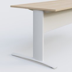 Gamme K1 - Plans droits - K1 Plateau droit 80x80 avec voile de fond métal. Plateau Hêtre et pietement Blanc
