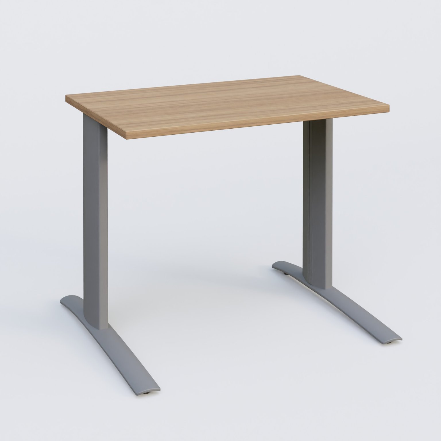 K1 Plateau droit 80x60 pieds fixe. Plateau Noyer et pietement Aluminium