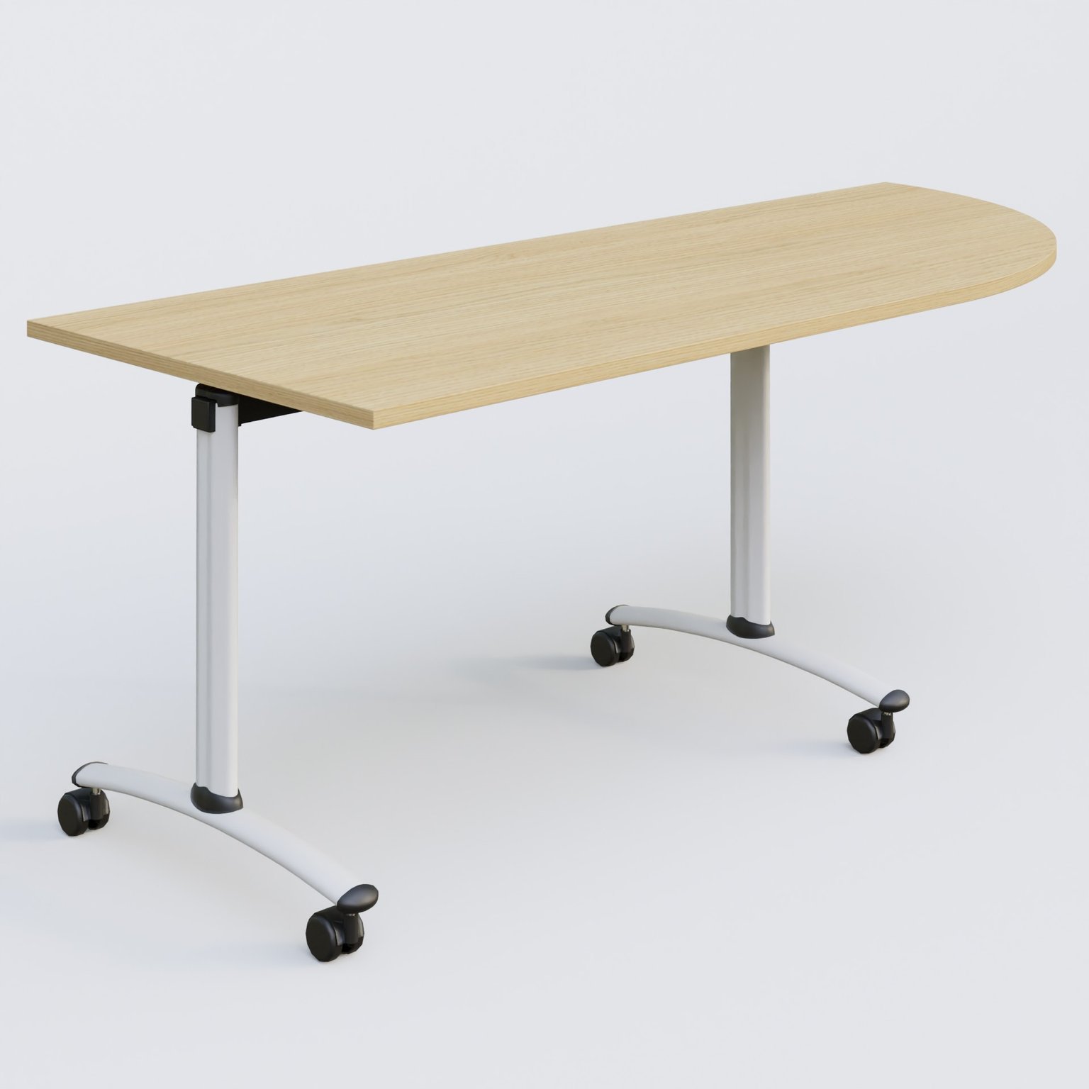 Module d'angle 90° Droite gamme Arca 200-80 cm. Plateau Chêne clair et pietement Blanc.