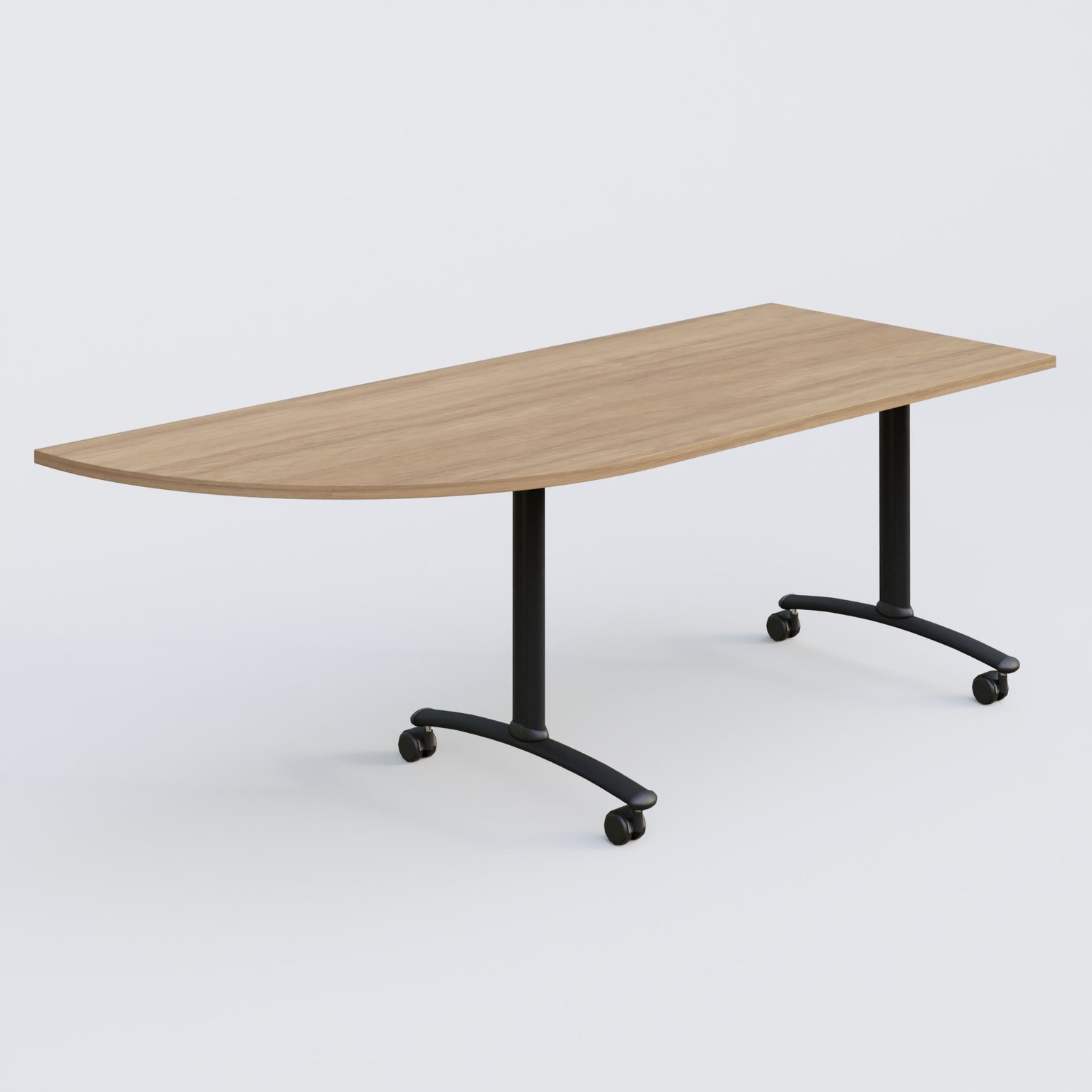 Module d'angle 90° Gauche gamme Arca 200-80 cm. Plateau Noyer et pietement Noir.
