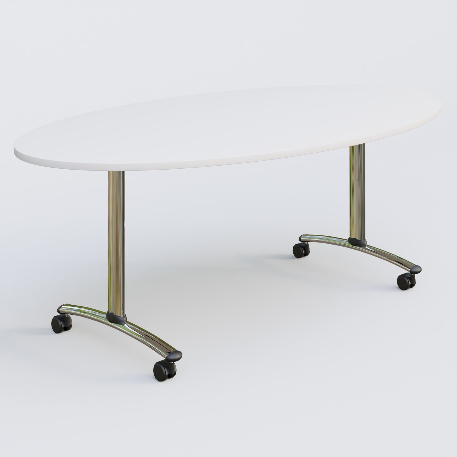 Table ovale gamme Arca 200-110 cm. Plateau Blanc et pietement Chrome.