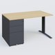 K1 Plateau droit 140x80 avec caisson métal porteur sous plateau à gauche. Plateau Chêne clair et pietement Anthracite