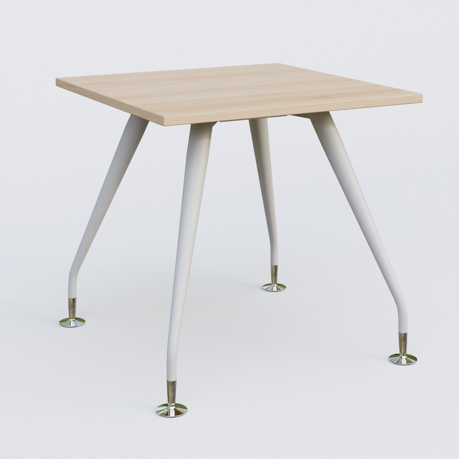 K5 plan droit 80*80 cm. Plateau Hêtre et pietement Blanc avec base chromé.