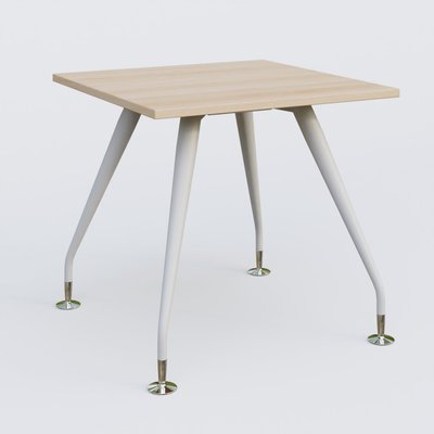 [Pas de famille] - [Pas de sous famille] - K5 plan droit 80*80 cm. Plateau Hêtre et pietement Blanc avec base chromé.