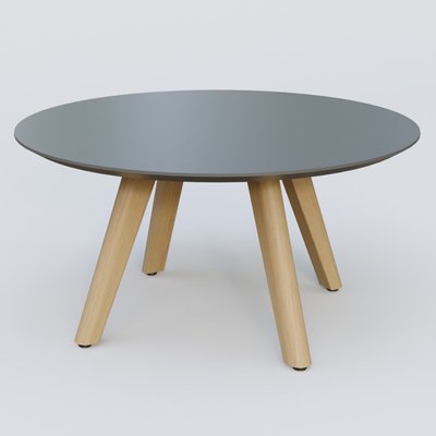 [Pas de famille] - [Pas de sous famille] - Table Basse Fashion Styl piètement 3 pieds en bois et plateau bois. Plateau Carbon Grey et pietement Chêne.