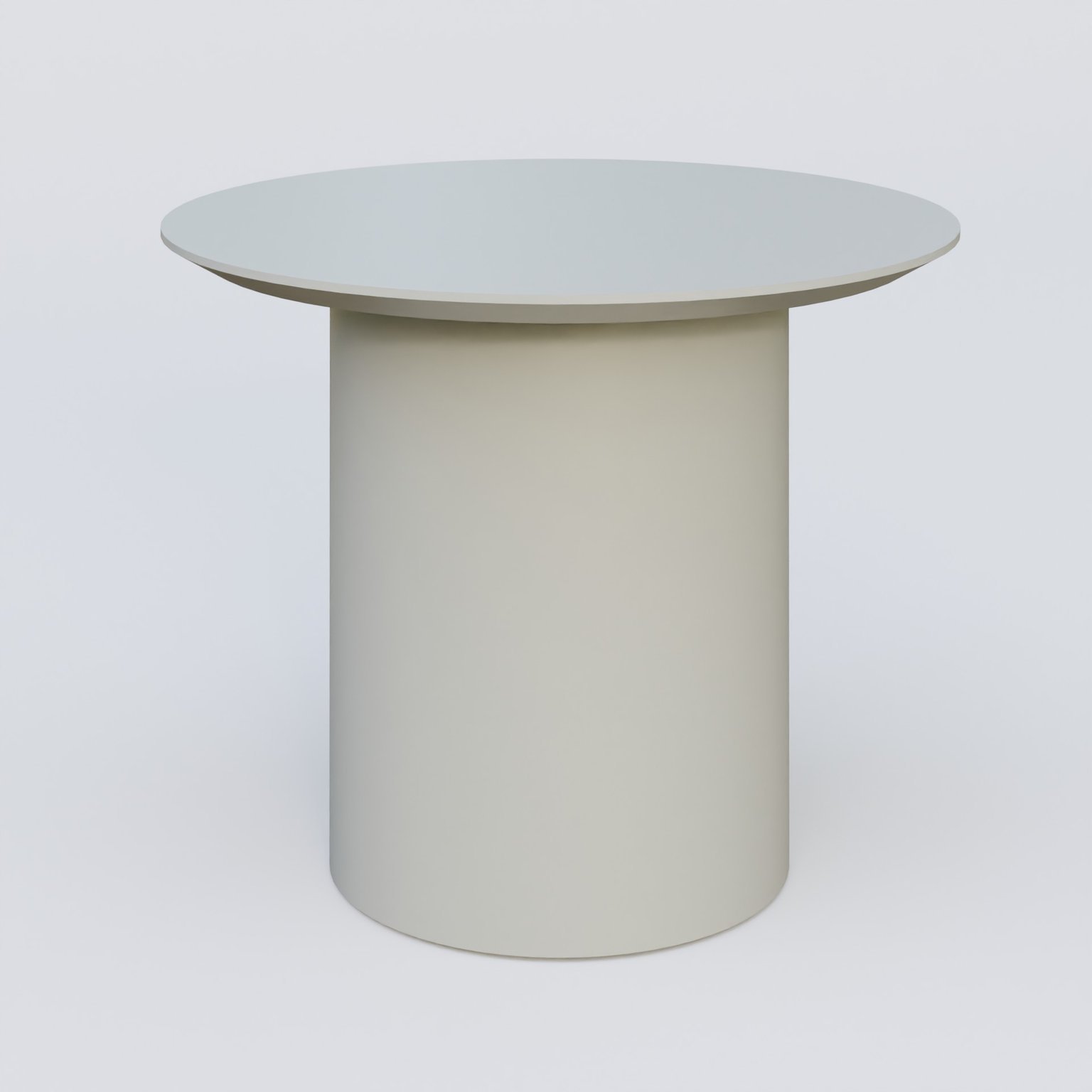Table Basse Fashion Styl piètement colonne en métal D-26cm et plateau bois. Plateau Gris (RAL 7038) et pietement Gris (RAL 7038).